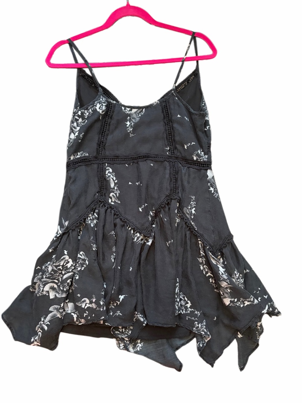 AllSaints Black Floral Lace-Trim Mini Dress - Picture 5 of 6
